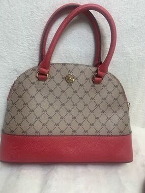 Pattern Dome Satchel in coral and Beige
